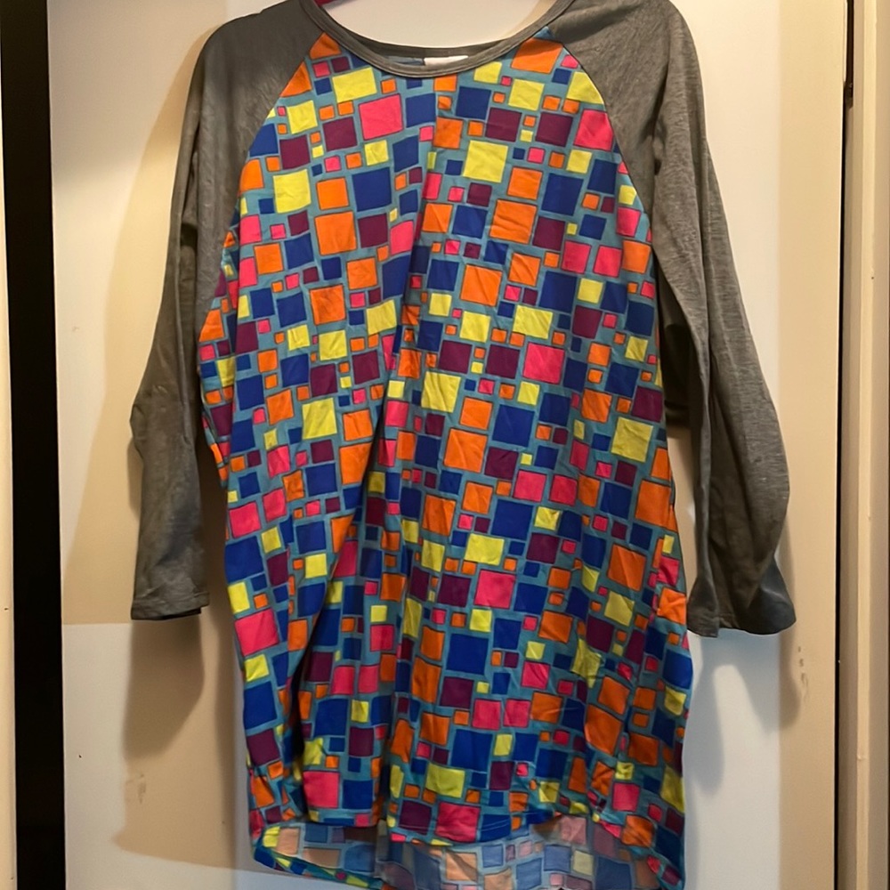 Grey Multicolor LuLaRoe three quarter length sleeve Size 3XL